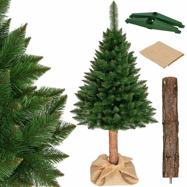 Kunstkerstboom 190 cm Spar met Houten Stam - 40% Korting!