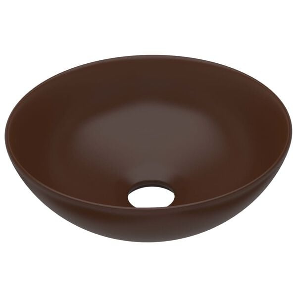 VidaXL Donkerbruine Wastafel Keramiek Rond - 40% Korting!