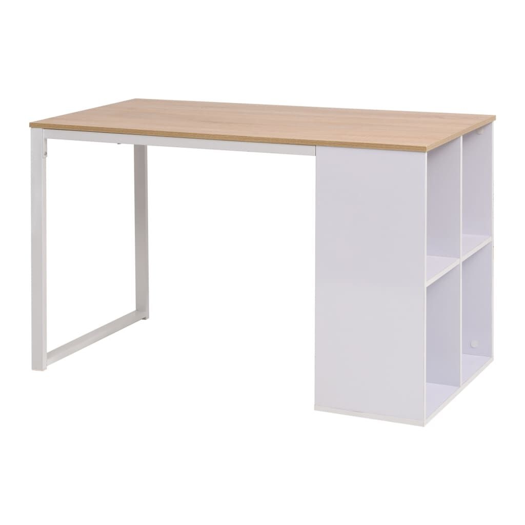 vidaXL Bureau Eiken/Wit - Krasjes - 55% Korting!