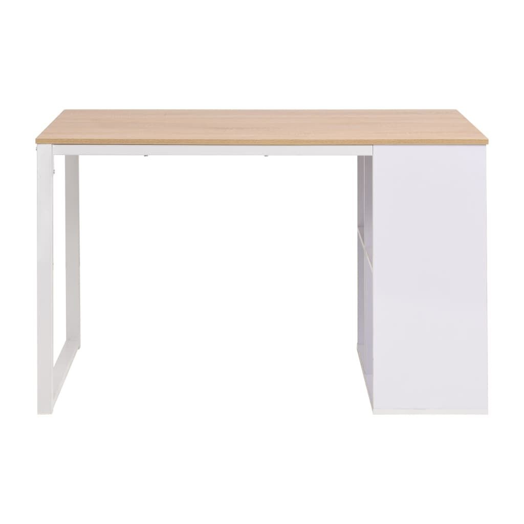 vidaXL Bureau Eiken/Wit - Krasjes - 55% Korting!
