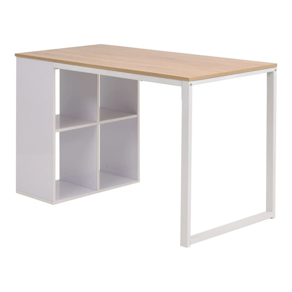 vidaXL Bureau Eiken/Wit - Krasjes - 55% Korting!