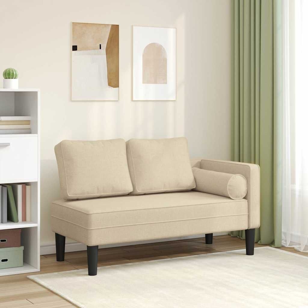 Chaise Longue Crème + Kussens - 40% Korting!