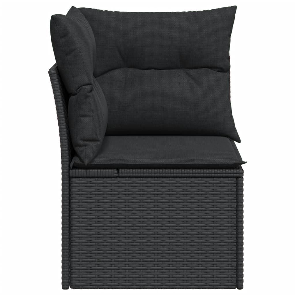 Tuinhoekbank vidaXL Zwart Rattan met Kussens - 51% Korting!