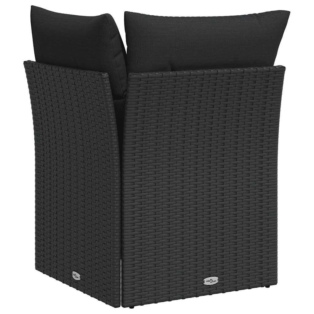 Tuinhoekbank vidaXL Zwart Rattan met Kussens - 51% Korting!