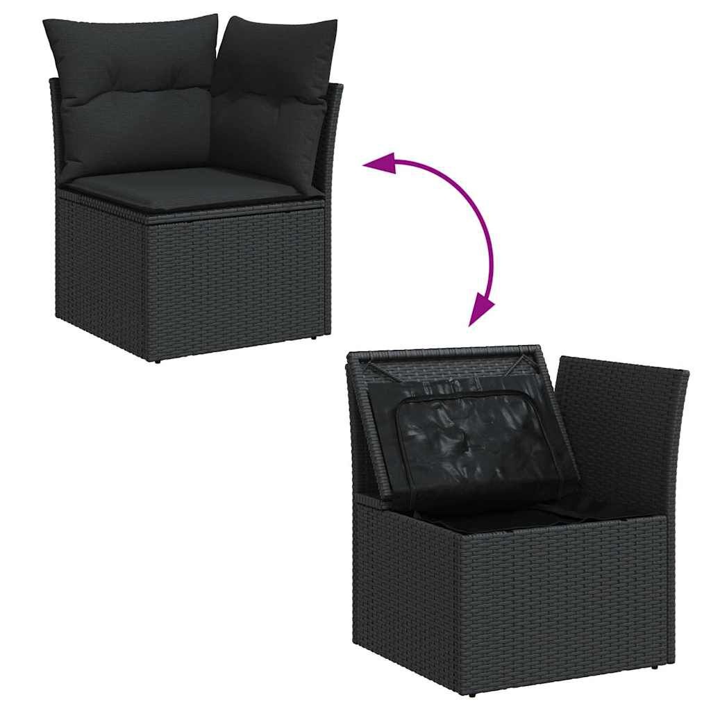 Tuinhoekbank vidaXL Zwart Rattan met Kussens - 51% Korting!