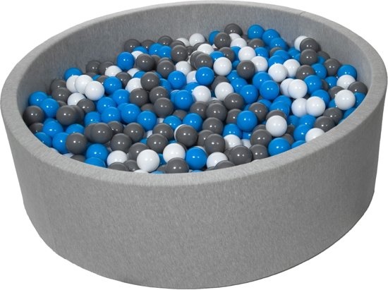 Ballenbak 125cm + 1200 Ballen - Wit/Blauw/Grijs - 40% Korting!