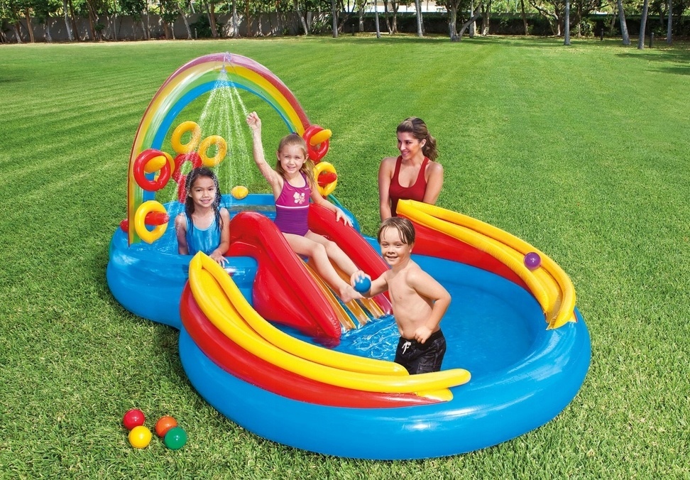 INTEX Regenboog Zwembad met Glijbaan - 40% Korting!