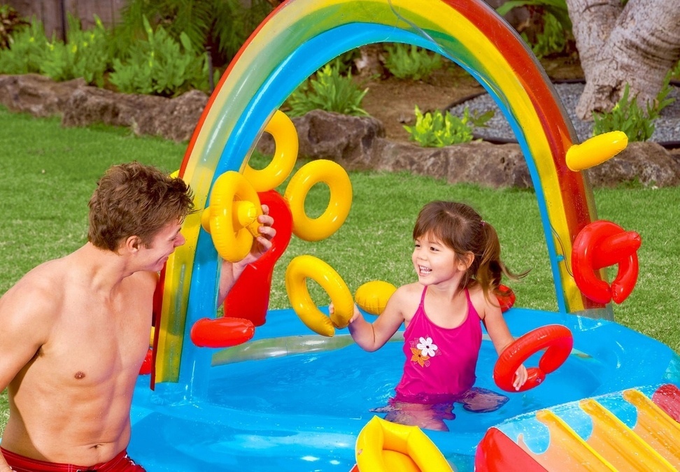 INTEX Regenboog Zwembad met Glijbaan - 40% Korting!