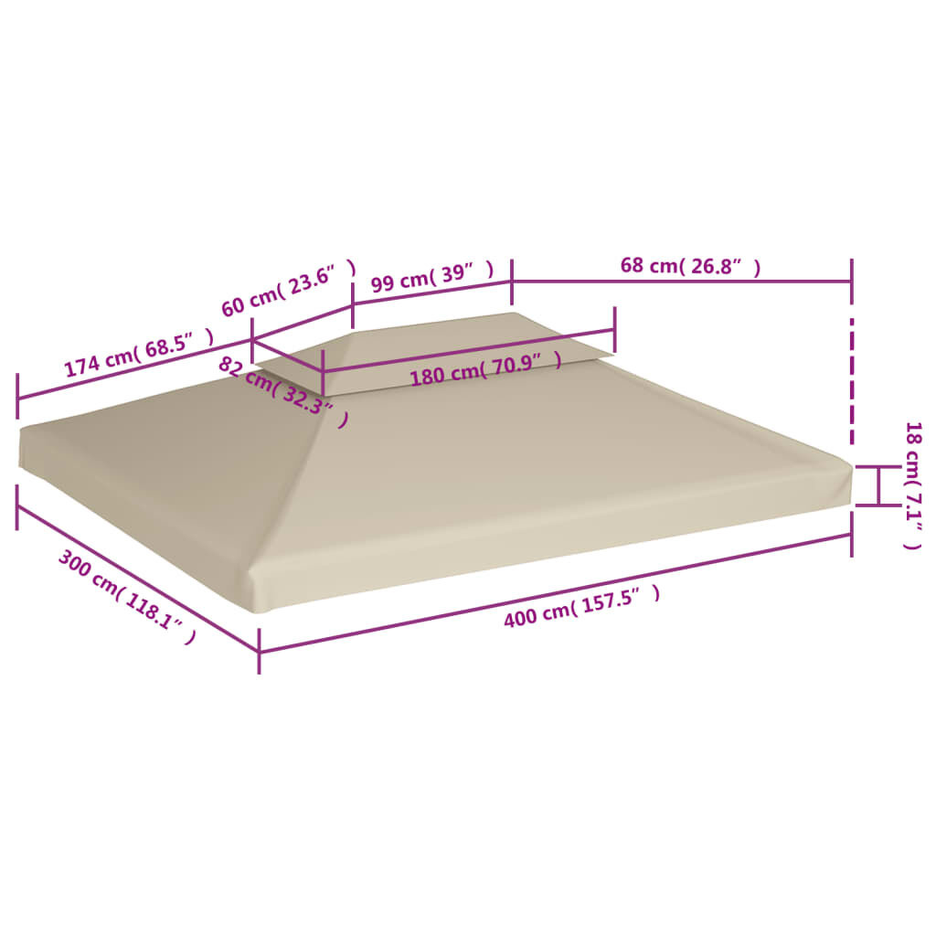 vidaXL Prieel Tentdoek 3x4m Beige - 55% Korting! (Lichte Krasjes)