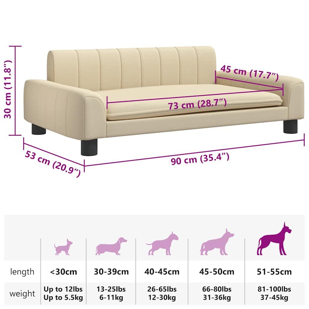 vidaXL Hondenmand Crème 90x53cm - 40% Korting!
