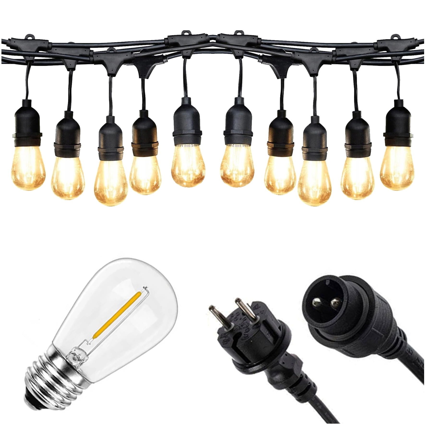 Prikkabel Lichtsnoer Buiten 10m - Warm Wit - 40% Korting!
