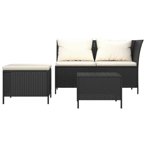 vidaXL Loungeset Zwart 3-delig met Kussens - 35% Korting!