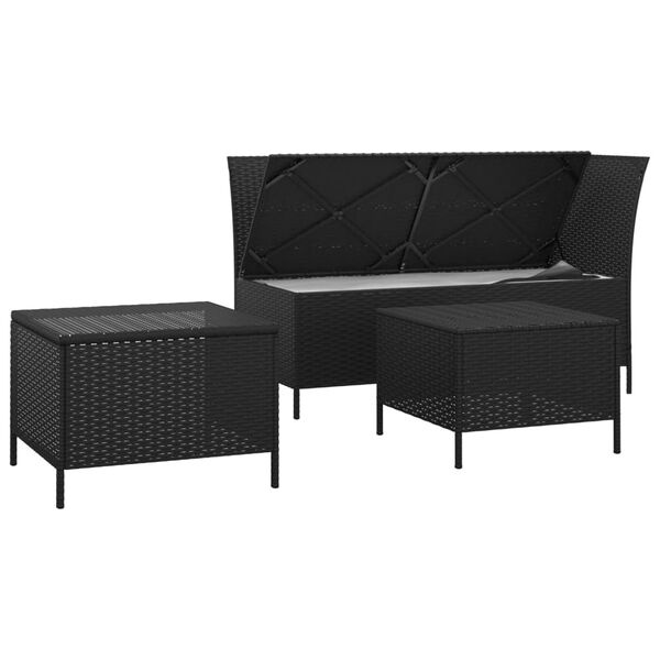 vidaXL Loungeset Zwart 3-delig met Kussens - 35% Korting!