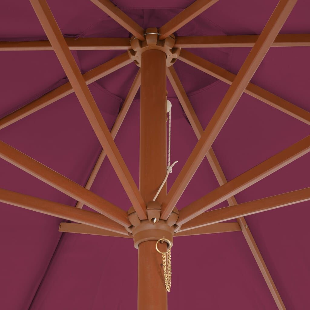 Parasol Bordeauxrood 300cm - Houten Paal! 62% Korting!