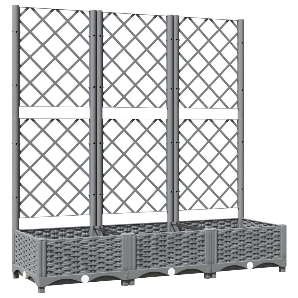 vidaXL Plantenbak met latwerk 120x40x121,5 cm polypropeen lichtgrijs