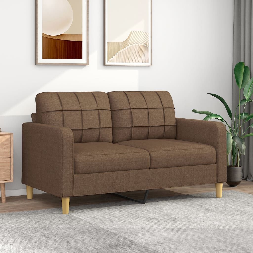 vidaXL Tweezitsbank 140 cm stof bruin