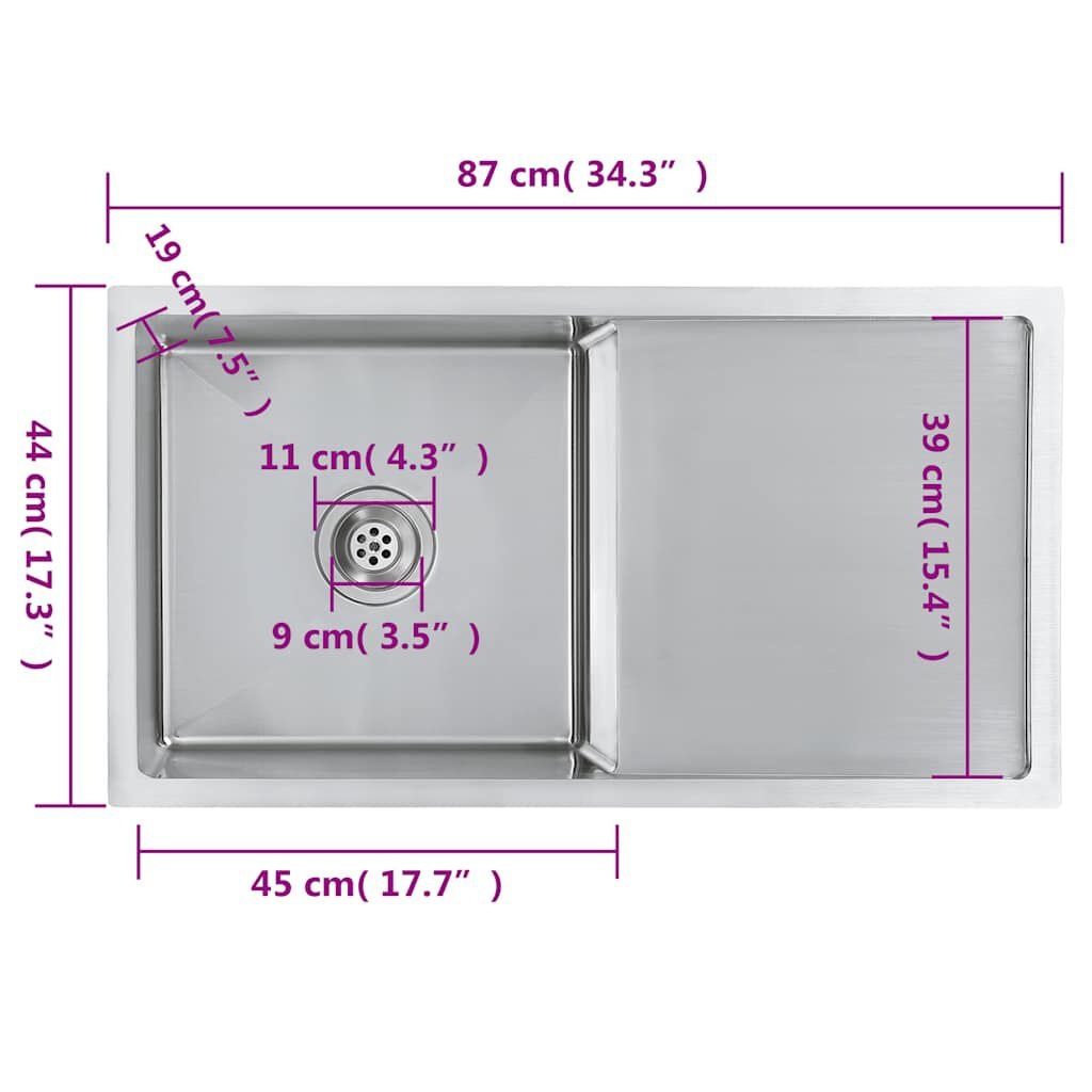 vidaXL Handgemaakte RVS Gootsteen - 40% Korting!