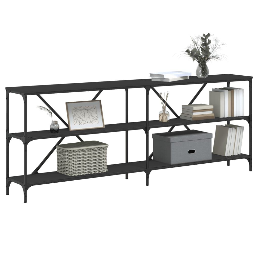 vidaXL Wandtafel 200x30x75 cm bewerkt hout en ijzer zwart