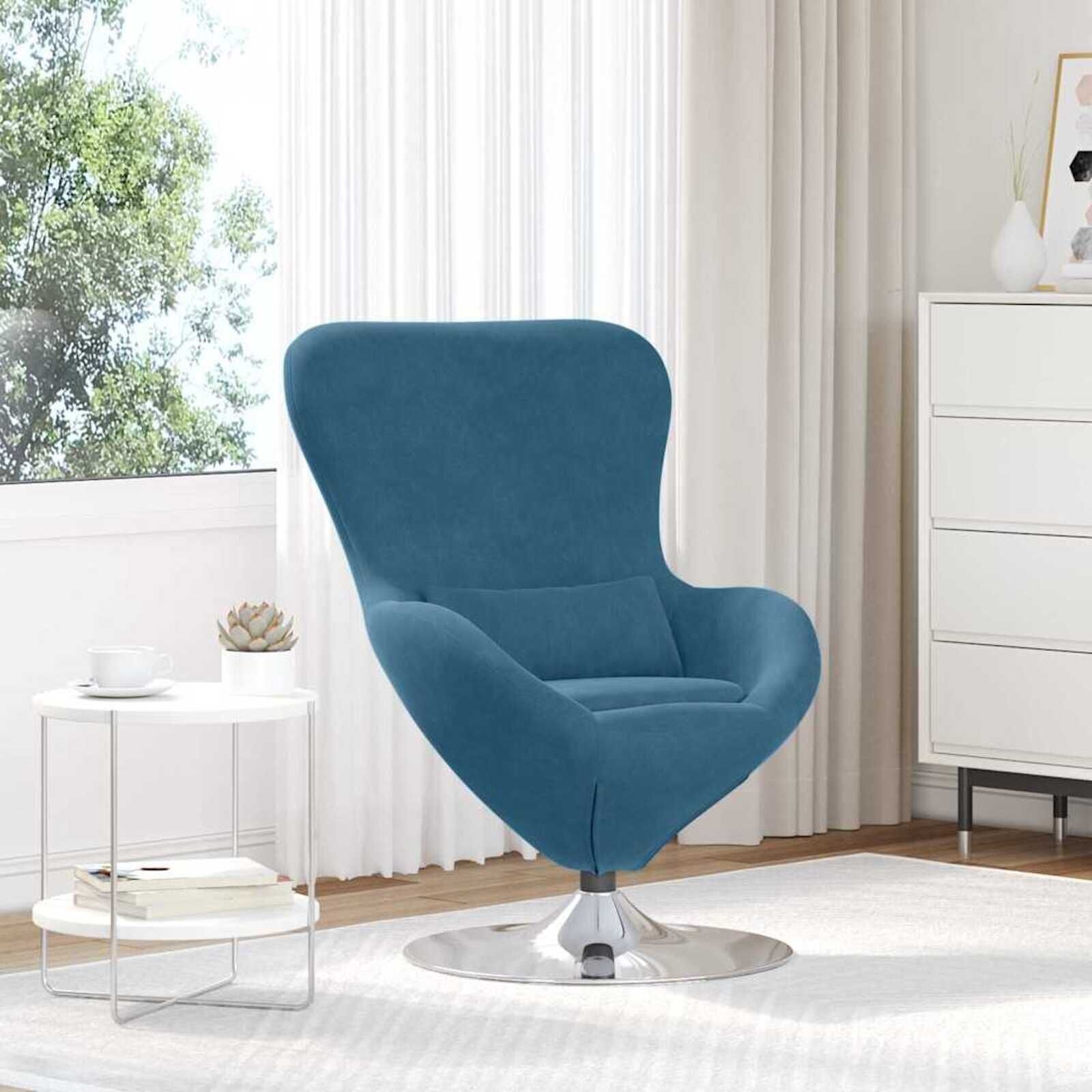vidaXL Eivormige stoel Blauw 63 x 73 x 90 cm Fluweel