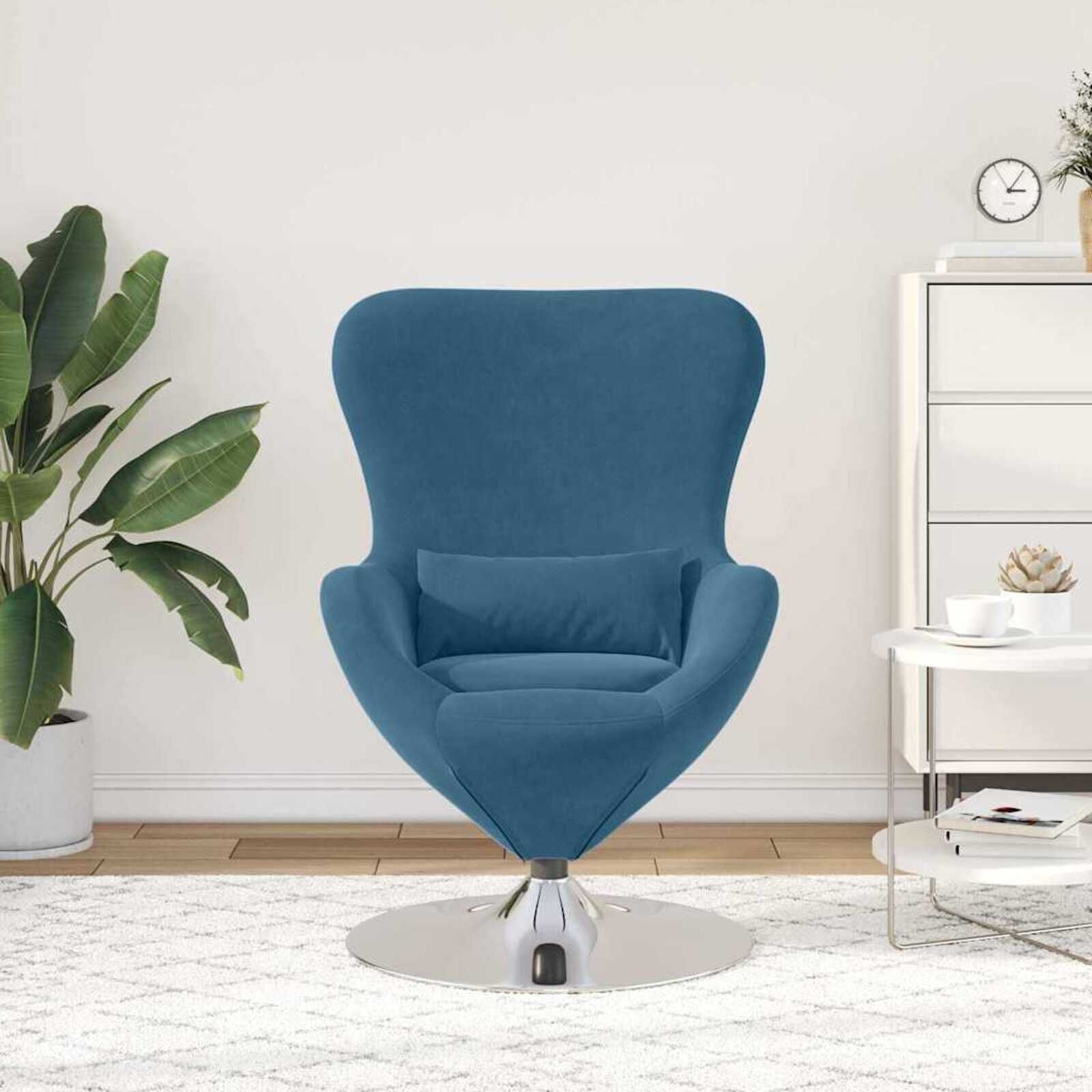 vidaXL Eivormige stoel Blauw 63 x 73 x 90 cm Fluweel