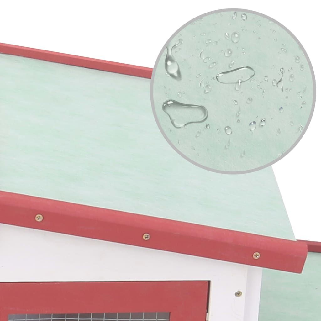 Konijnenhok 204cm Rood/Wit - Buitenverblijf! 35% Korting