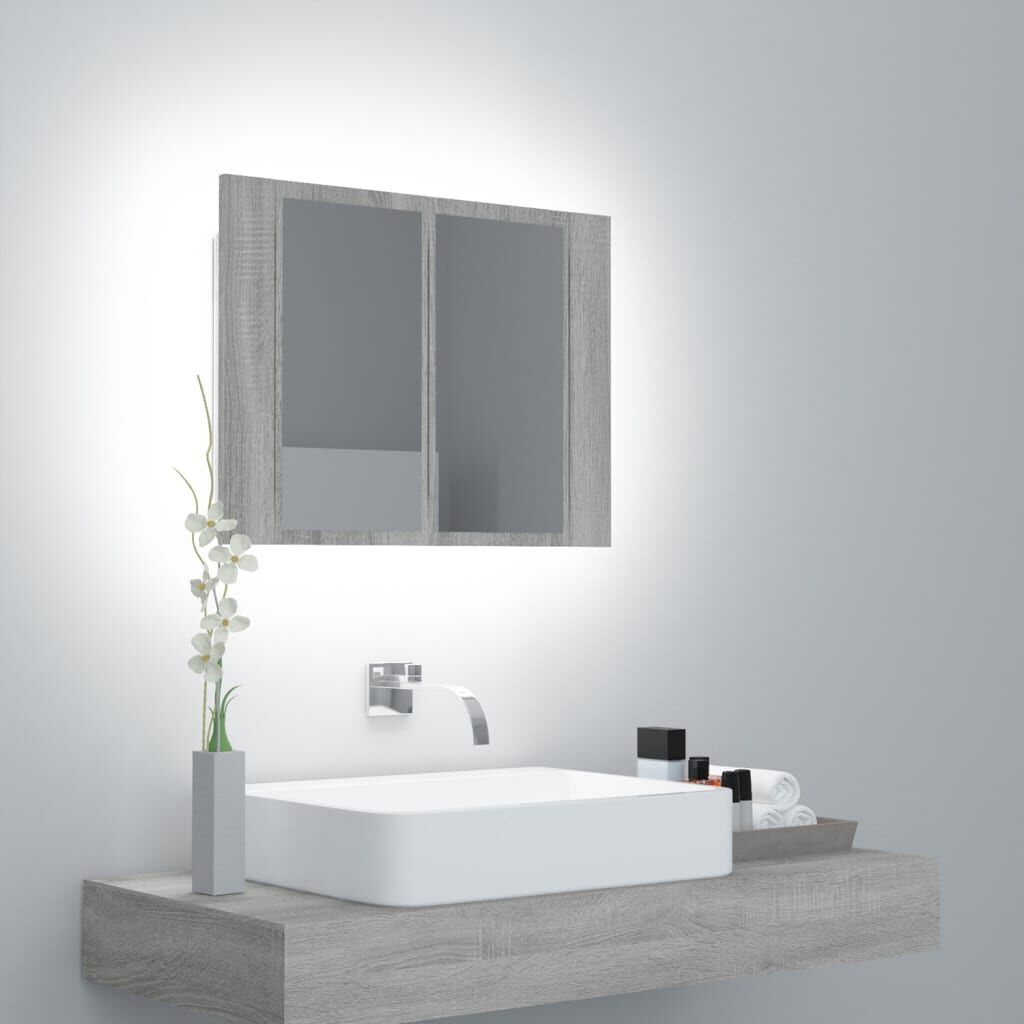 Spiegelkast LED Grijs Sonoma Eiken 60cm - 60% Korting!