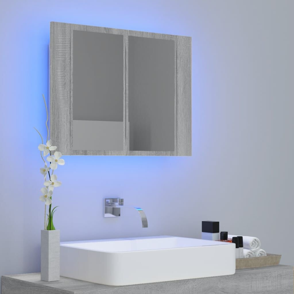 Spiegelkast LED Grijs Sonoma Eiken 60cm - 60% Korting!