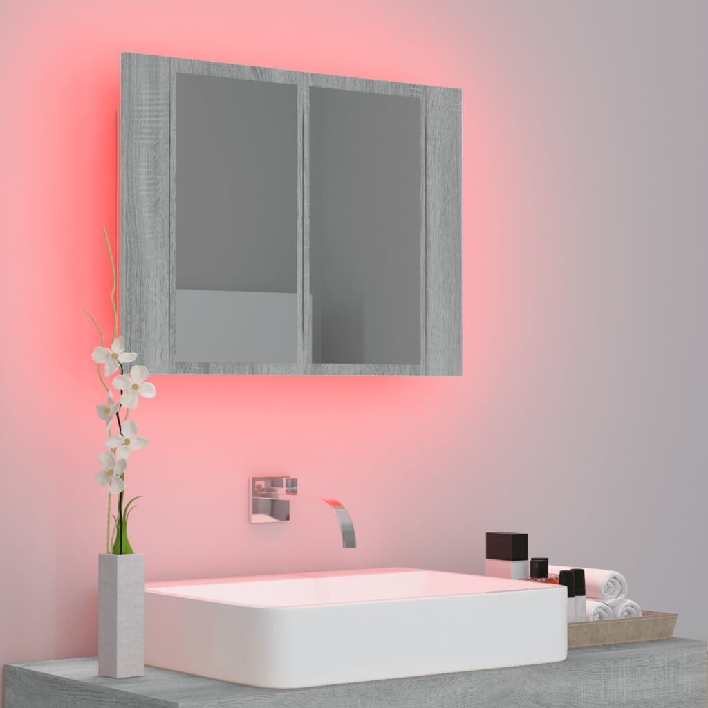 Spiegelkast LED Grijs Sonoma Eiken 60cm - 60% Korting!