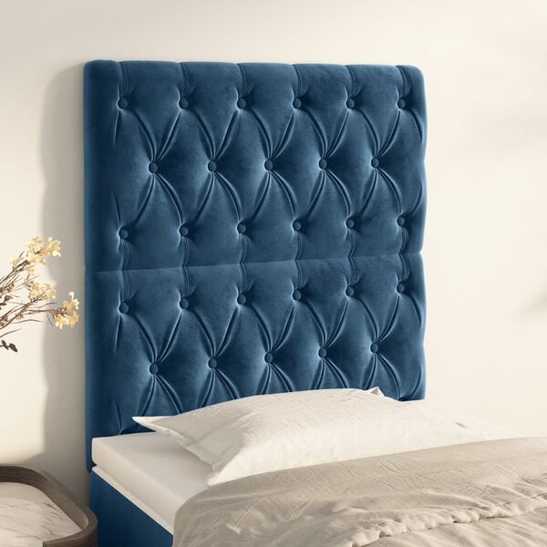 2x Donkerblauw Fluweel Hoofdbord 80cm - 40% Korting!