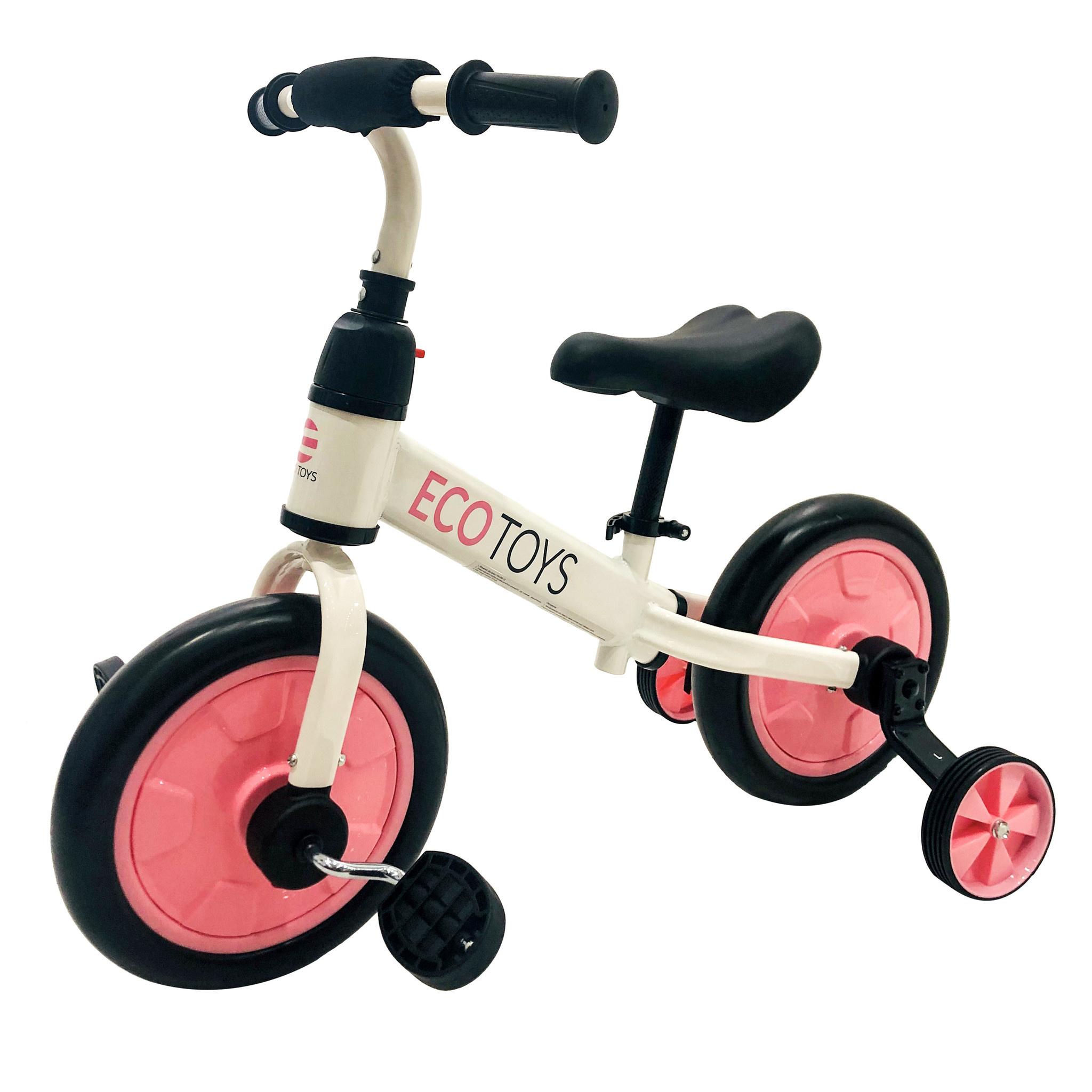 Loopfiets met Duwstang Wit/Roze - 30kg - 40% Korting!