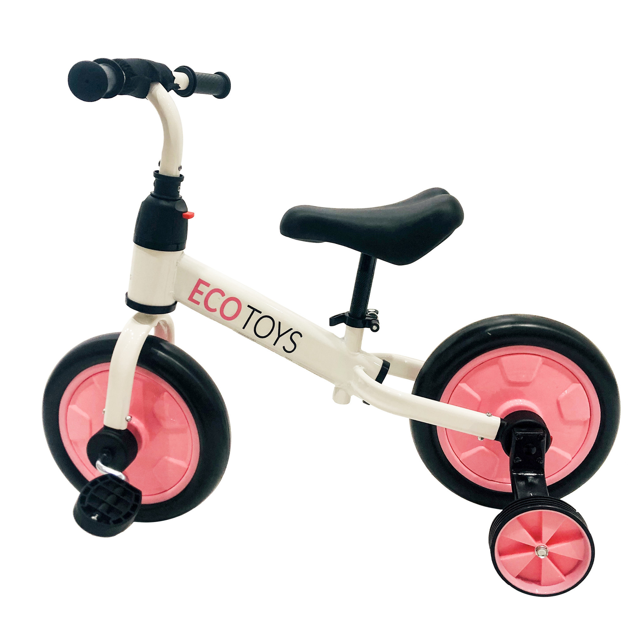 Loopfiets met Duwstang Wit/Roze - 30kg - 40% Korting!