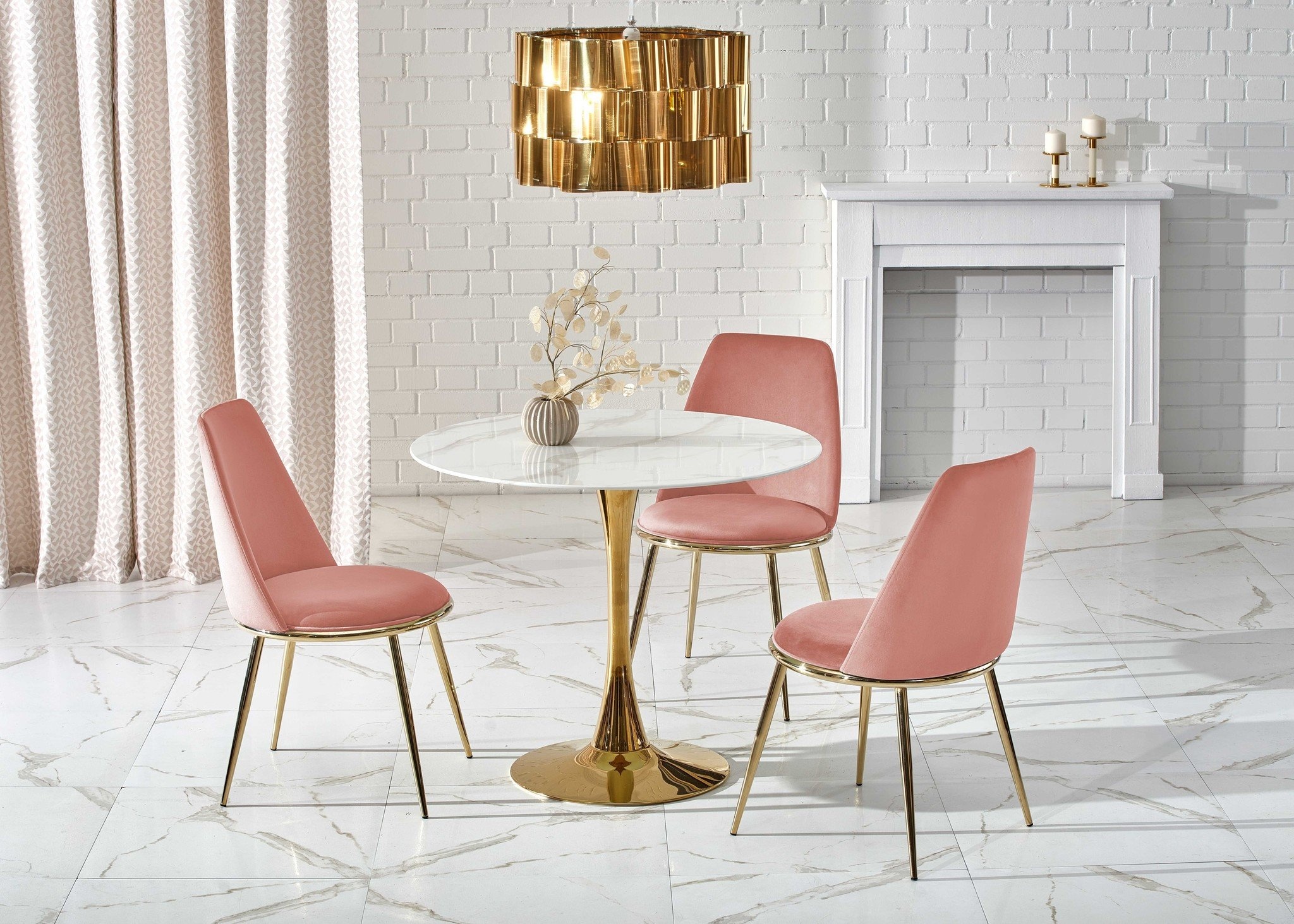 CASEMIRO Glazen Eettafel Wit Marmer Rond - 90cm - 40% Korting!