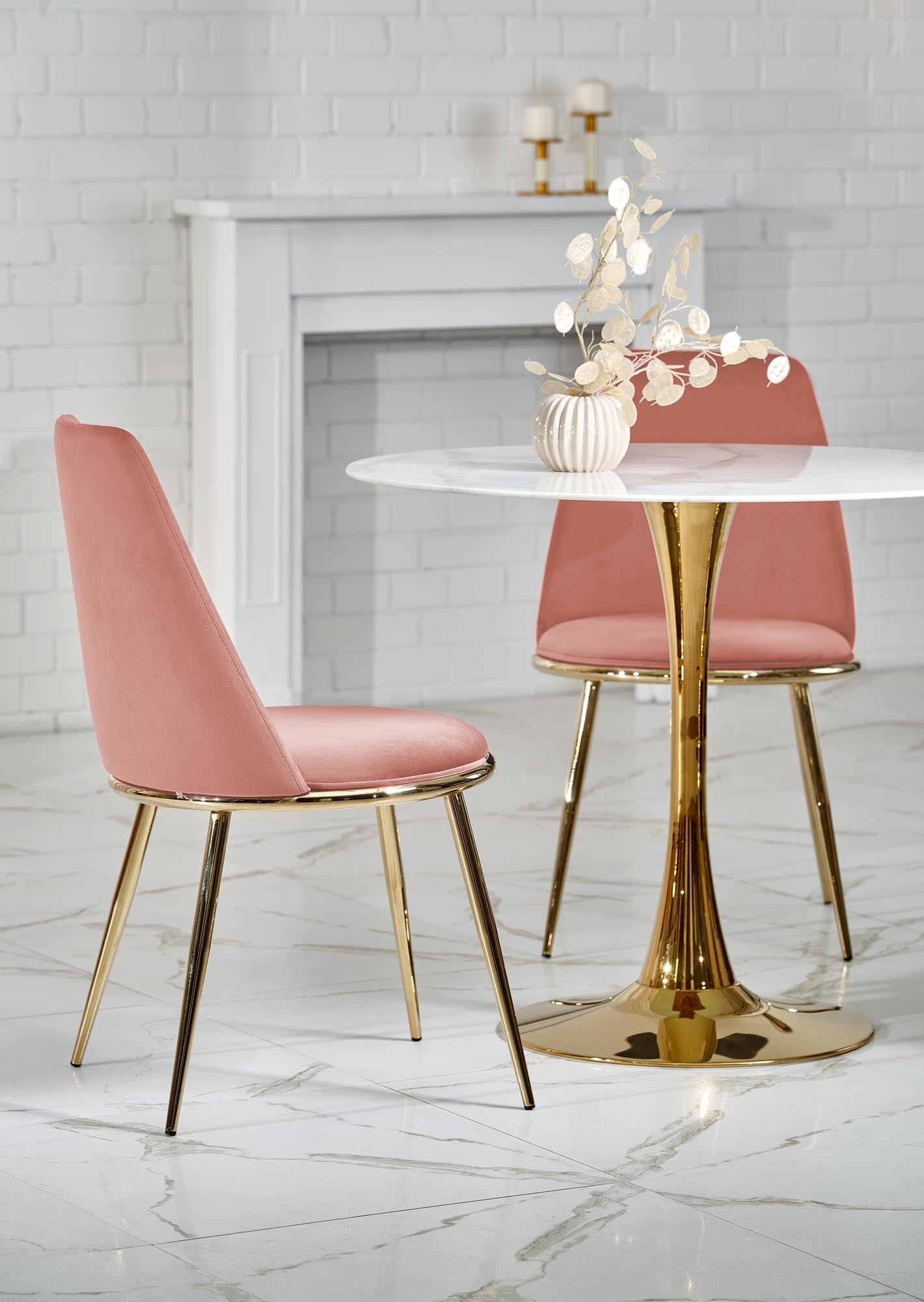 CASEMIRO Glazen Eettafel Wit Marmer Rond - 90cm - 40% Korting!