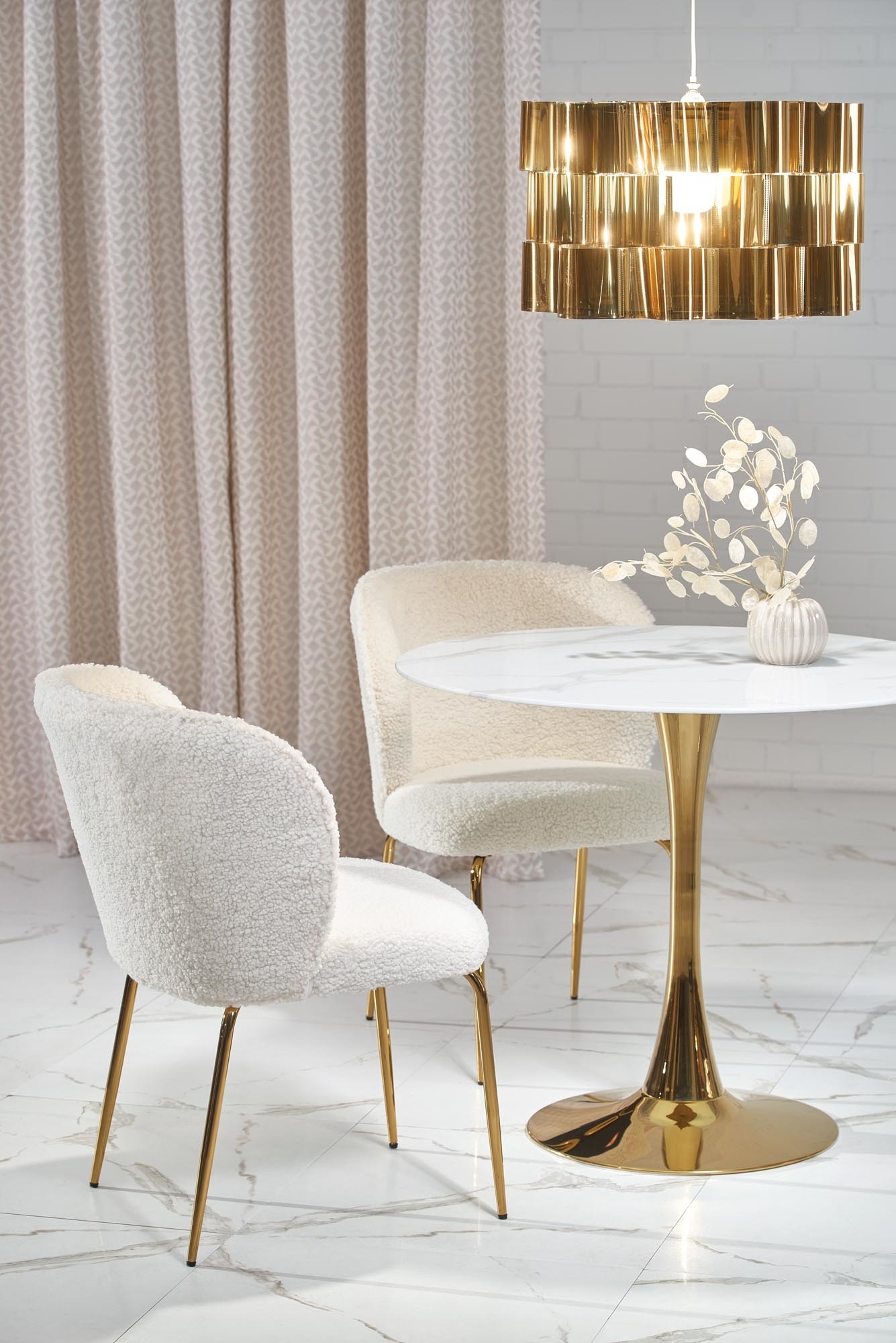 CASEMIRO Glazen Eettafel Wit Marmer Rond - 90cm - 40% Korting!