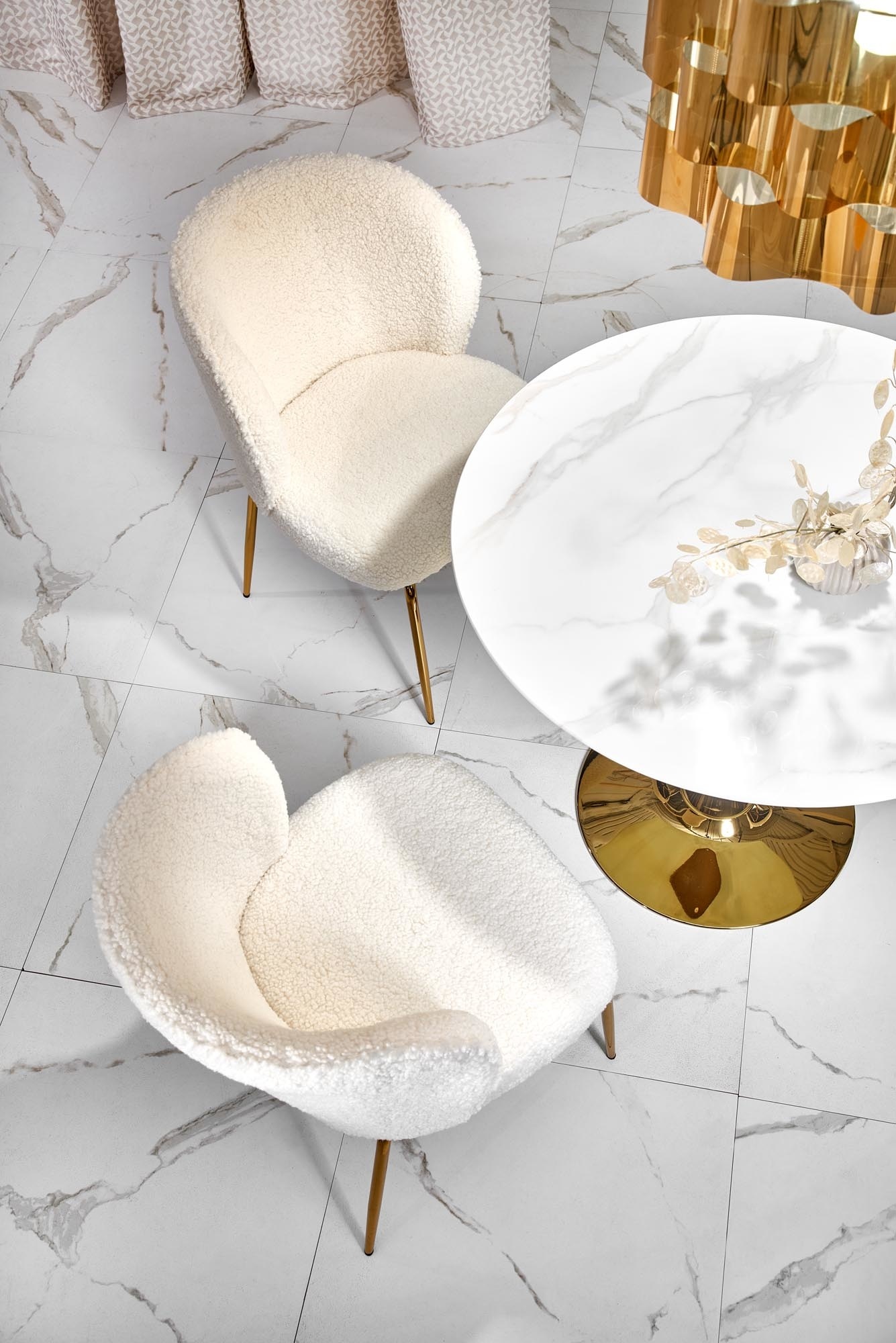 CASEMIRO Glazen Eettafel Wit Marmer Rond - 90cm - 40% Korting!