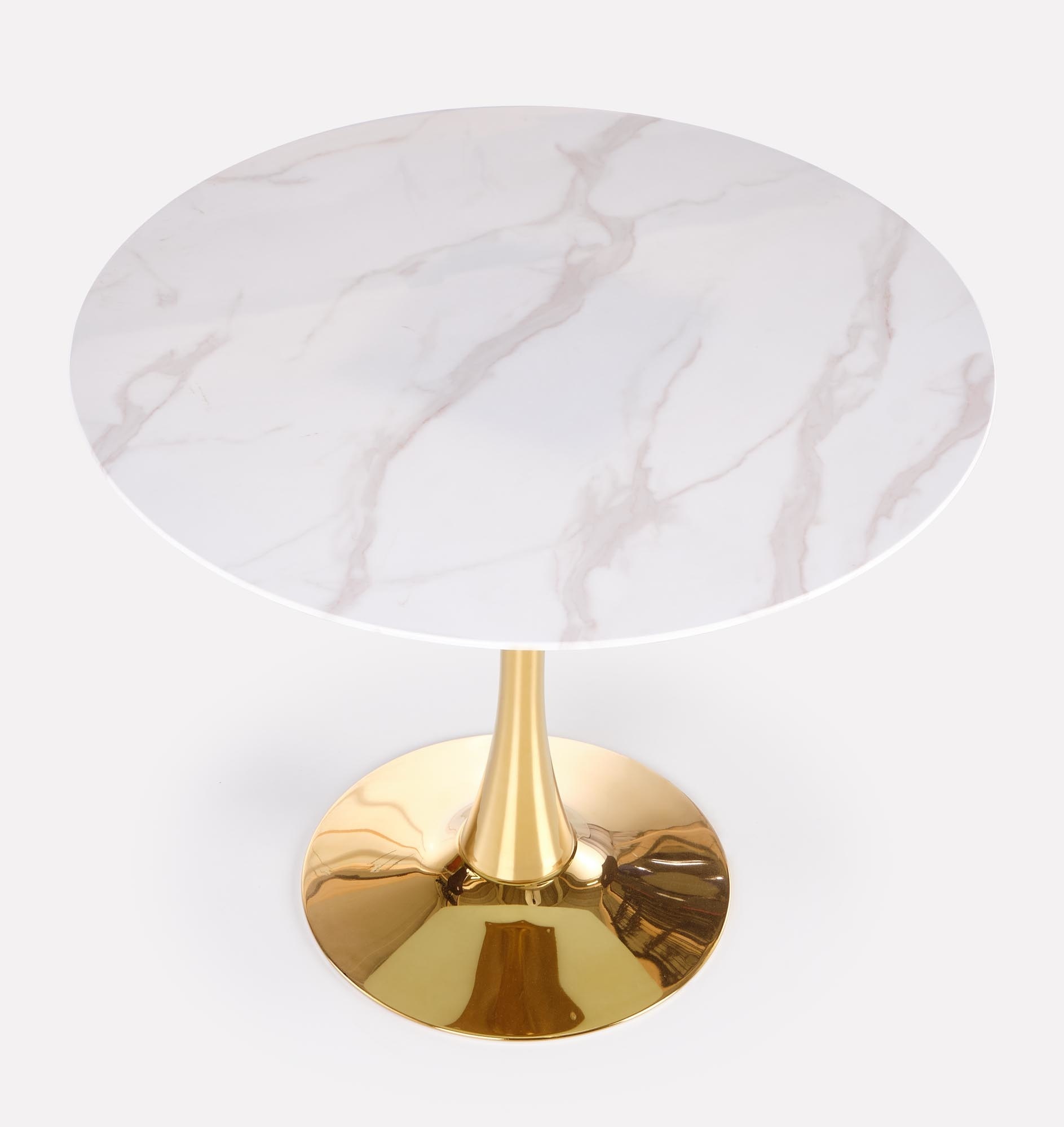 CASEMIRO Glazen Eettafel Wit Marmer Rond - 90cm - 40% Korting!