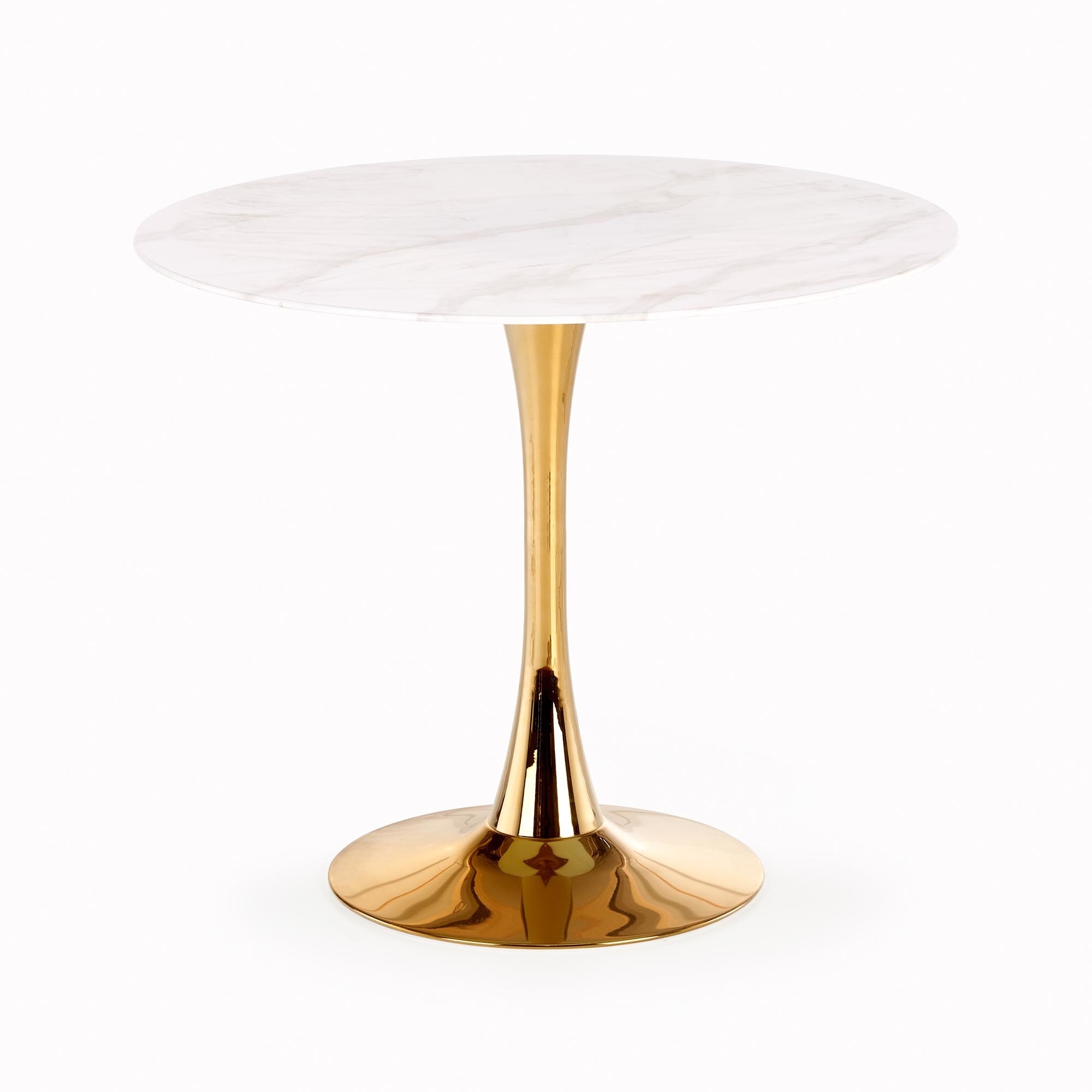 CASEMIRO Glazen Eettafel Wit Marmer Rond - 90cm - 40% Korting!