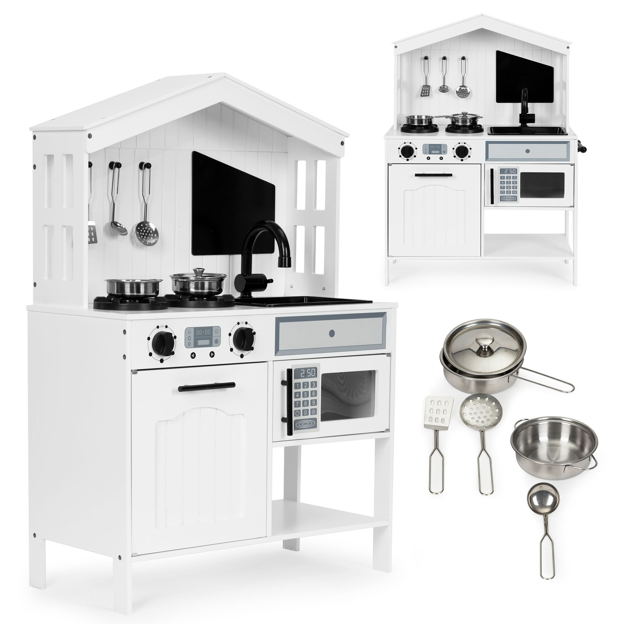Kinderkeuken Wit Hout + Acc. - 89cm - 40% Korting!