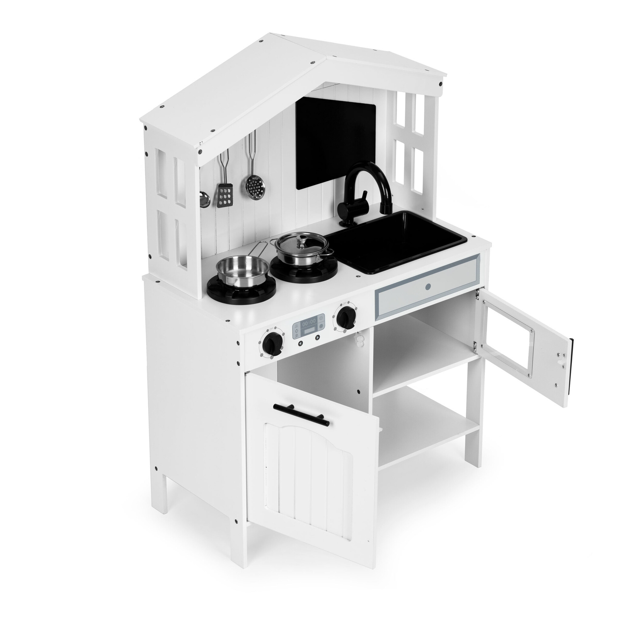 Kinderkeuken Wit Hout + Acc. - 89cm - 40% Korting!