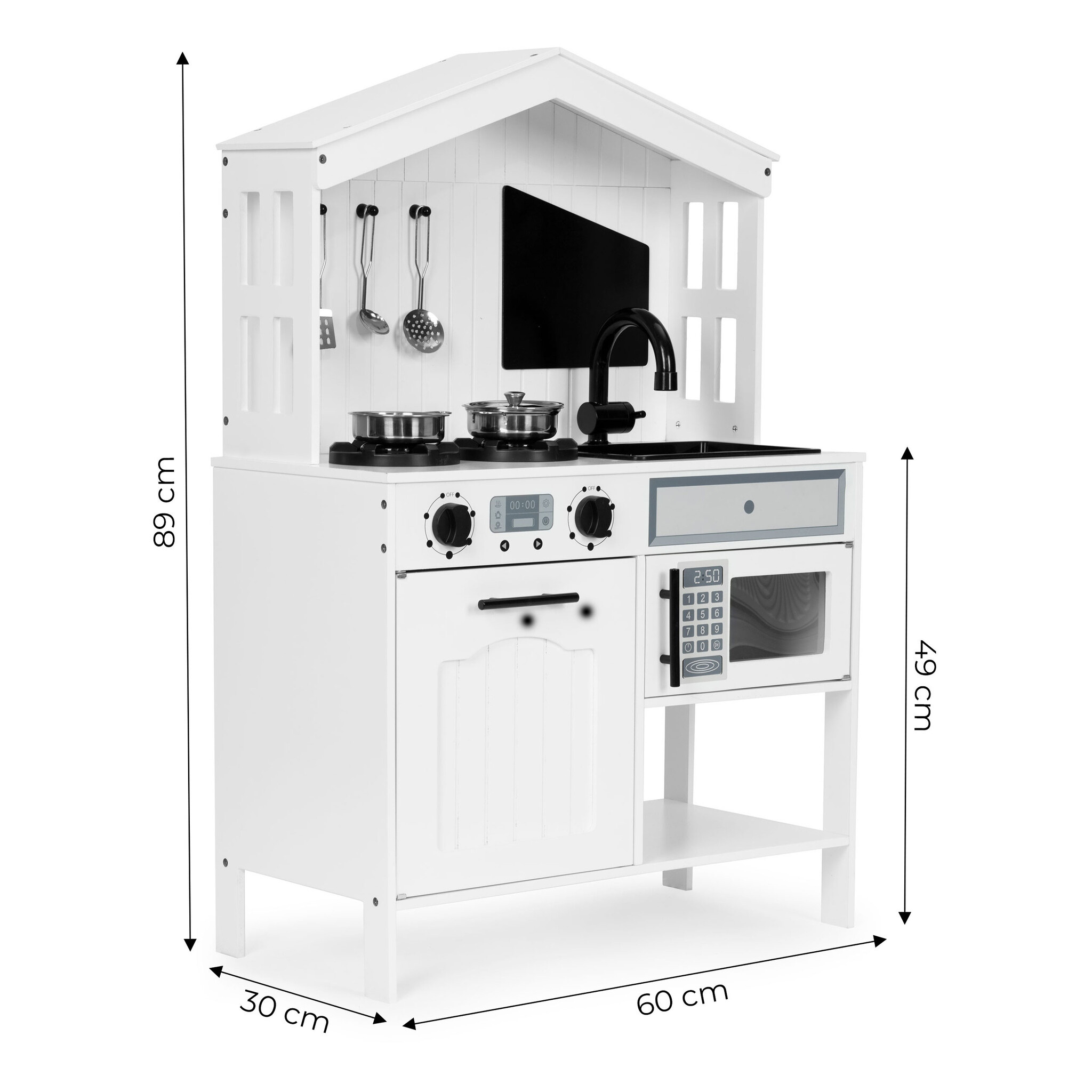 Kinderkeuken Wit Hout + Acc. - 89cm - 40% Korting!