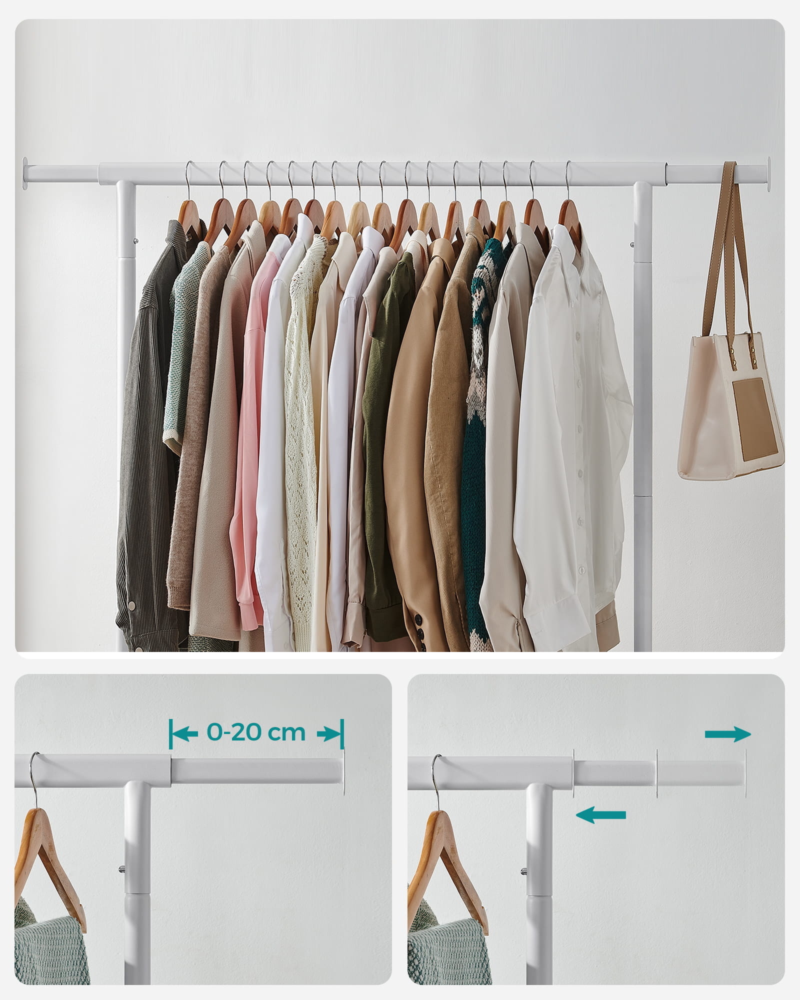 Kledingrek op Wielen Wit - 150cm - 40% Korting!