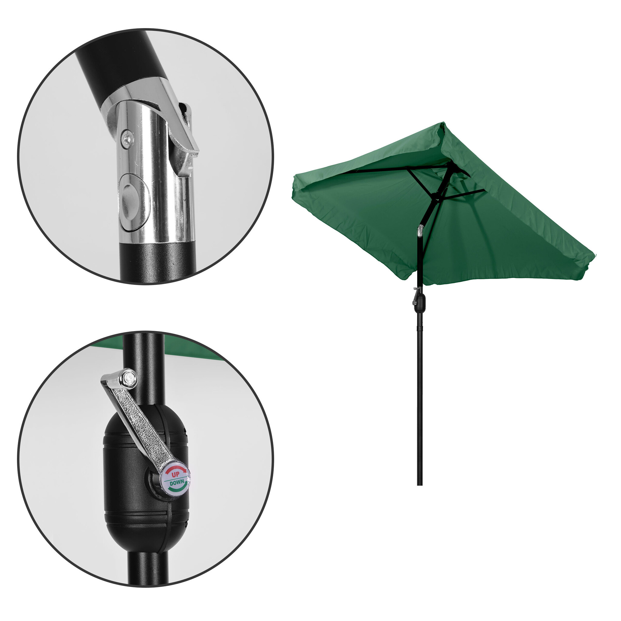 Groene Tuinparasol 200x140cm - Kantelbaar - 40% Korting!