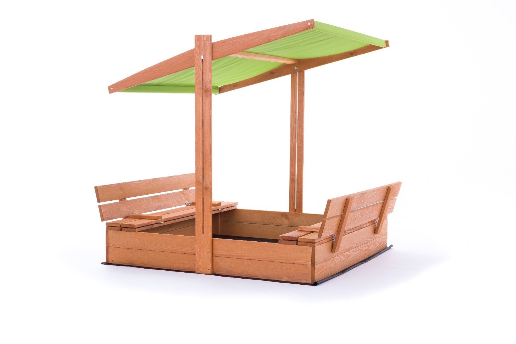 Zandbak Hout met Dak & Bankjes 140x140 Groen - 40% Korting!