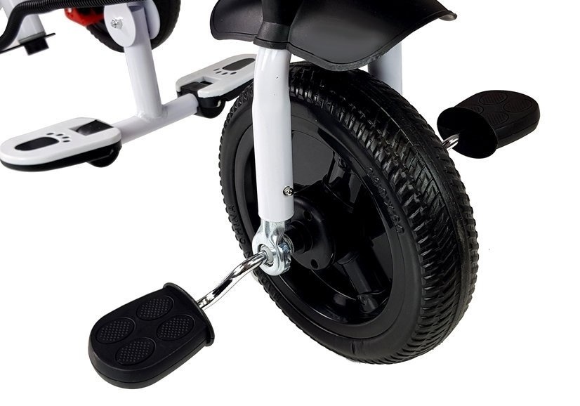 Driewieler m. Duwstang & Zonnekap Zwart-Wit - 40% Korting!