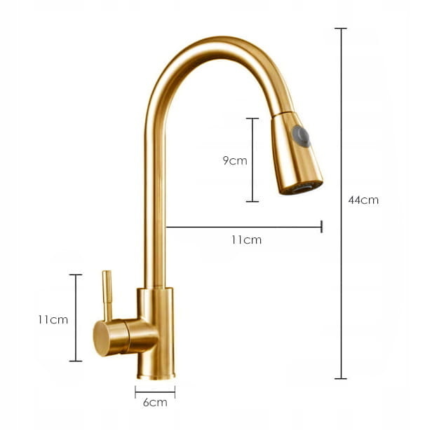 Gouden Keukenkraan - Uittrekbaar 82cm - 40% Korting!
