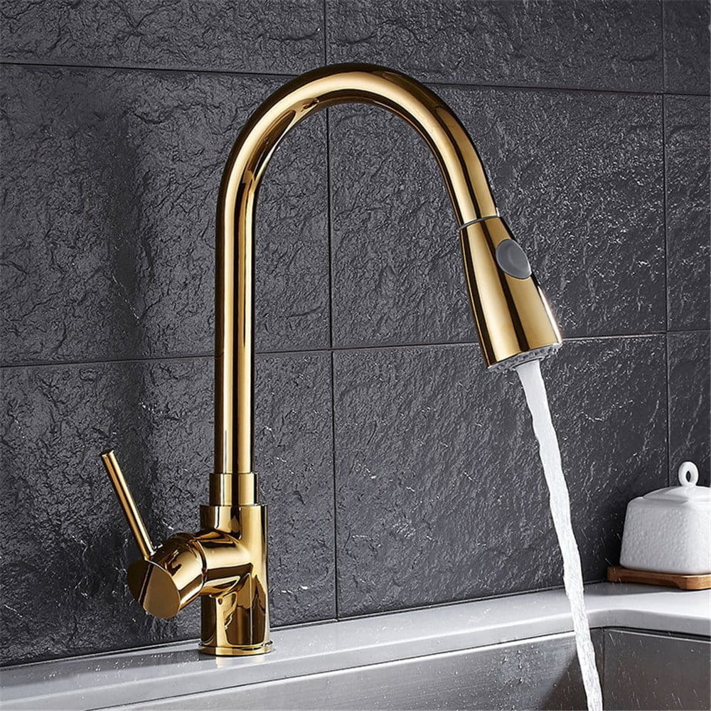 Gouden Keukenkraan - Uittrekbaar 82cm - 40% Korting!