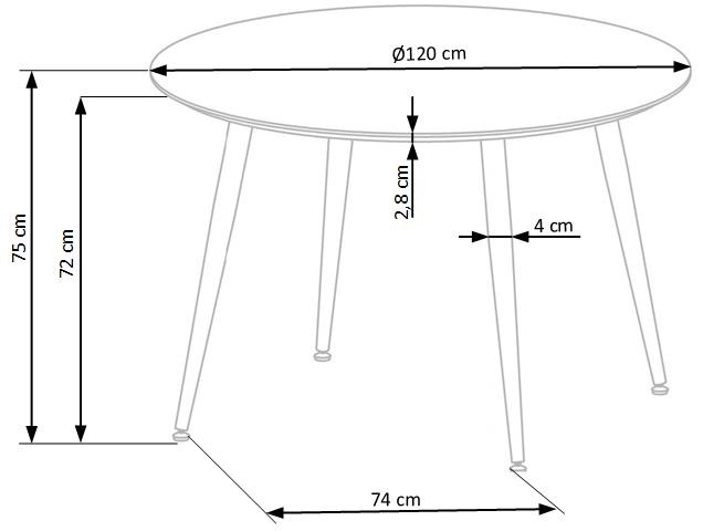 EMBOS Ronde Eettafel Zwart 120cm - 40% Korting!