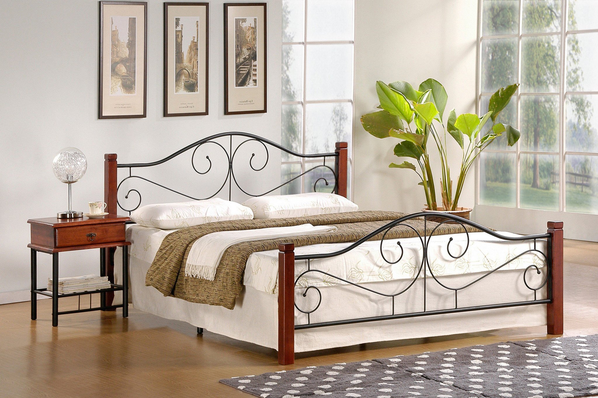 VIOLETTA Tweepersoonsbed Kers/Zwart - 40% Korting!