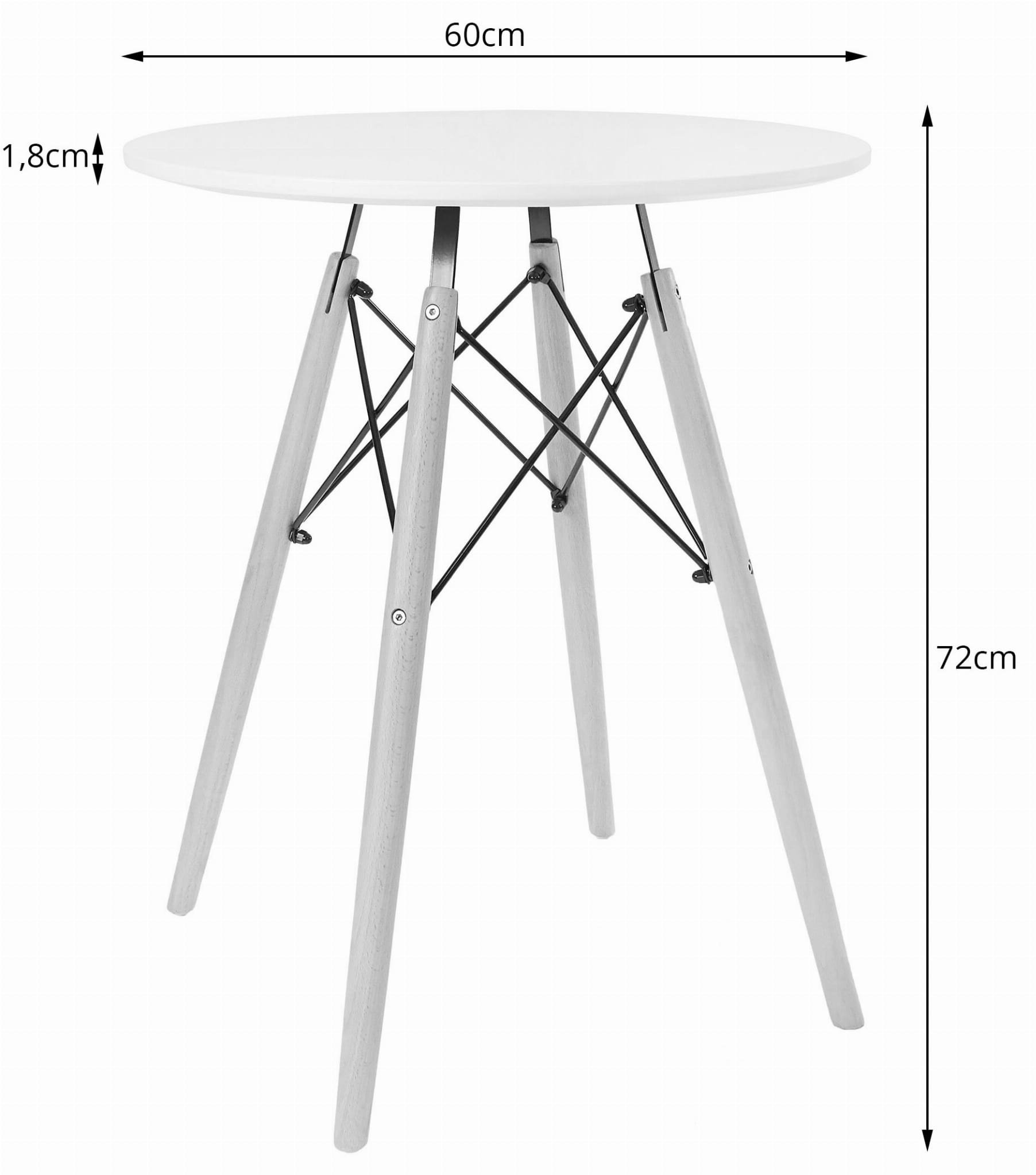 TODI Ronde Tafel Wit/Beuken - 60cm - 40% Korting!