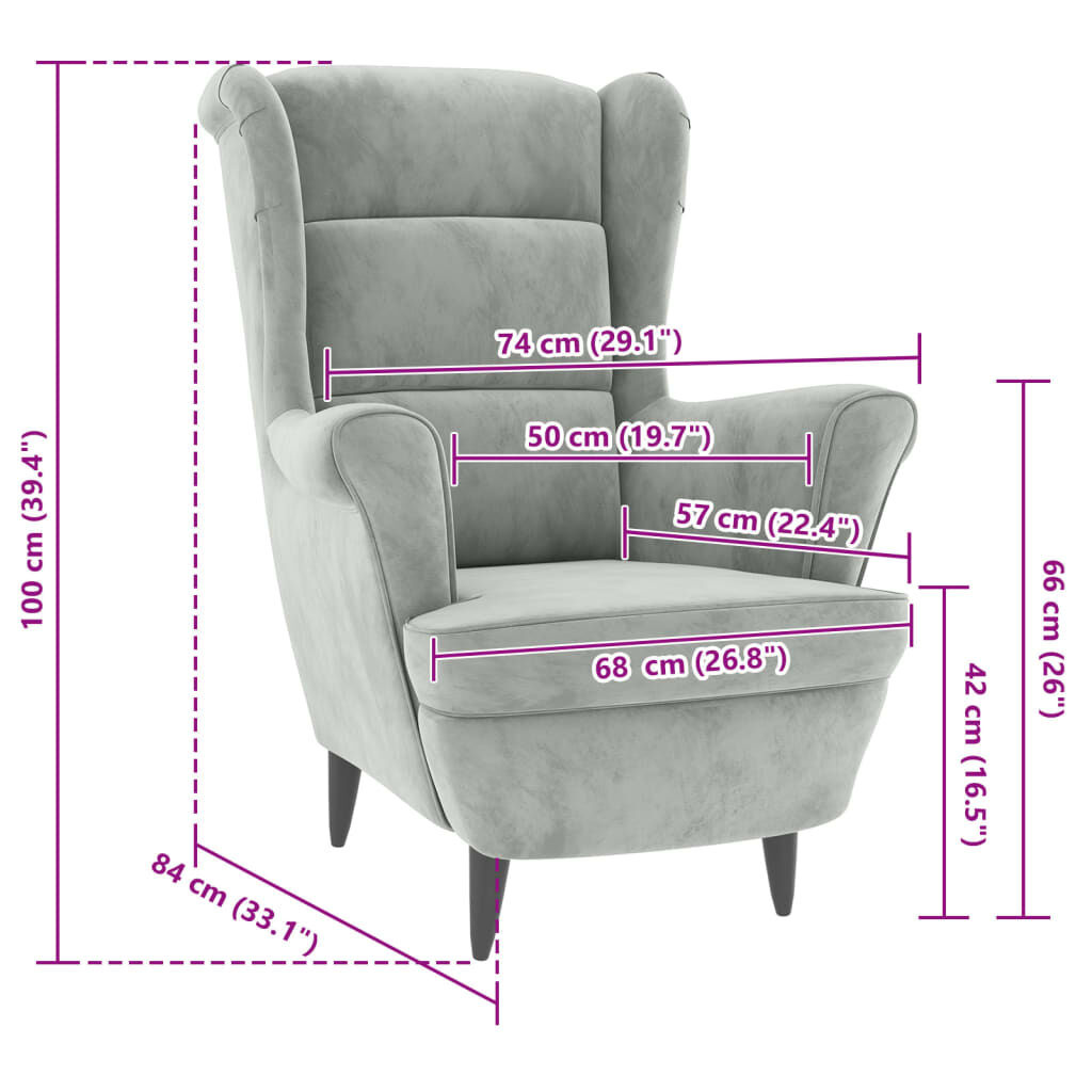 VidaXL Fauteuil Lichtgrijs Fluweel - 55% Korting!